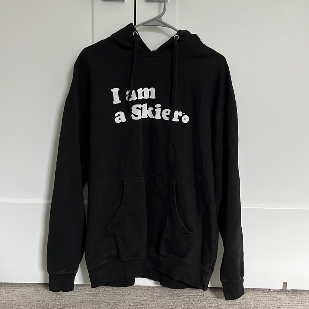 LINE Skis “I Am A Skier” black hoodie size Large